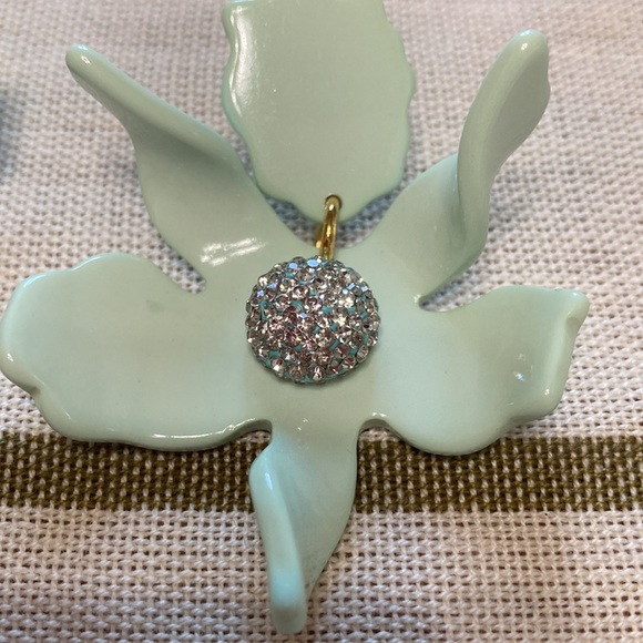 Lele Sadoughi Mint Green Small Crystal Lily Earrings - Picture 3 of 3